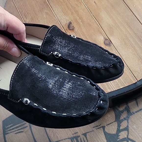 AGL Ballet Flats Womens Size 37.5 US 7/7.5 Black Leather Slip On - Picture 3 of 5